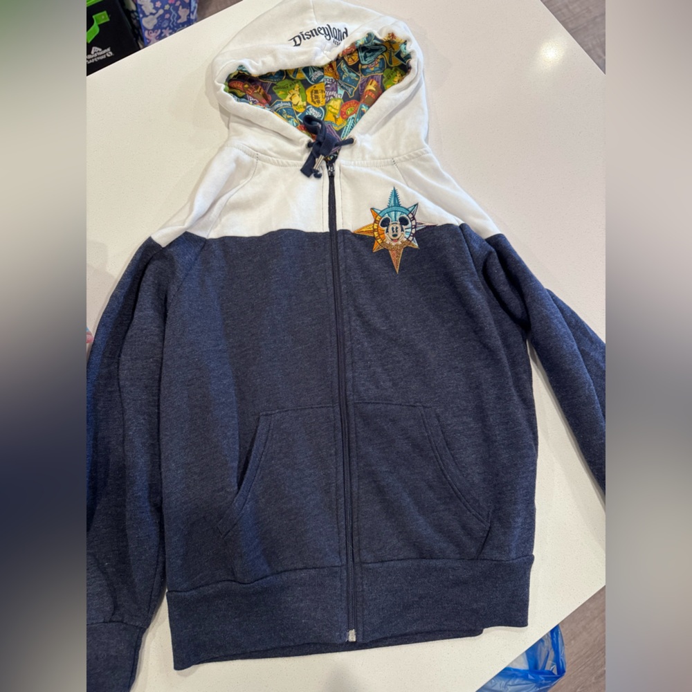 Disney Navy and White Womens Jacket with Star Design